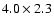$4.0\times 2.3$