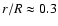 $r/R \approx
0.3$