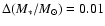 $\Delta (M_*/M_{\odot})= 0.01$