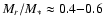 $M_r/M_* \approx 0.4{-}0.6$