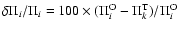 $\delta \Pi_i/
\Pi_i= 100 \times (\Pi_i^{\rm O} -
\Pi_k^{\rm T}) / \Pi_i^{\rm O}$