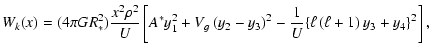 $\displaystyle W_k(x) = (4 \pi G R_*^2) \frac{x^2 \rho^2}{U}
\left[ A^* y_1^2 + ...
... \right)^2
- \frac{1}{U} \{
\ell \left(\ell + 1 \right) y_3 + y_4 \}^2 \right],$