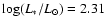 $\log(L_*/L_{\odot})= 2.31$