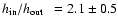 $\hbox{$h_{\rm in}/h_{\rm out}$ }~=2.1\pm0.5$