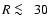 $R \protect~\rlap{\lower -0.5ex\hbox{$<$ }}{\lower 0.5ex\hbox{$\sim~$ }}30$