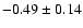 $-0.49\pm0.14$