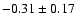 $-0.31\pm0.17$