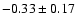 $-0.33\pm0.17$
