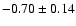 $-0.70\pm0.14$