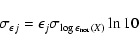 \begin{displaymath}\sigma_{\epsilon j}=\epsilon_j\sigma_{\log\epsilon_{\rm nor}(X)}\ln{10}
\end{displaymath}
