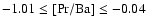 $-1.01 \leq {\rm [Pr/Ba]} \leq -0.04$