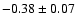 $-0.38\pm0.07$