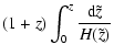 $\displaystyle (1+z)\int_{0}^z\frac{{\rm d}\tilde{z}}{H(\tilde{z})}$
