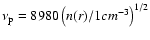 $\nu_{\rm p} = 8980 \left( n(r)/1
cm^{-3}\right)^{1/2}$
