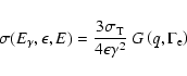 \begin{displaymath}\sigma(E_\gamma, \epsilon, E) = \frac{3 \sigma_{\rm T}}{4 \epsilon \gamma^2}~
G\left(q,\Gamma_{\rm e}\right)
\end{displaymath}