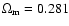 $\Omega_{\rm m} =
0.281$