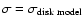 $\sigma = \sigma _{\rm disk~ model}$