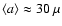 $\langle a\rangle \approx 30~\mu$