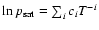 $\ln p_{\rm
sat} = \sum_i c_i T^{-i}$