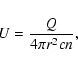 \begin{displaymath}%
U = \frac{Q}{4\pi r^2 c n},
\end{displaymath}