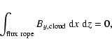 \begin{displaymath}%
\int_{\rm flux~rope} B_{y, \rm cloud} {\ \rm d} x {\ \rm d} z = 0,
\end{displaymath}