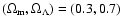 $(\Omega_{\rm m}, \Omega_{\Lambda}) = (0.3,0.7)$