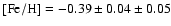 ${\rm [Fe/H]}=-0.39\pm
0.04\pm 0.05$