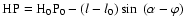 ${\rm HP}={\rm H_0P_0}-(l-l_0) \sin~(\alpha-\varphi)$