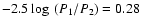 $-2.5\log~ (P_1/P_2)=0.28$