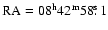 $\rm RA=08^{{\rm h}}42^{{\rm m}}58\hbox{$.\!\!^{\rm s}$ }1$