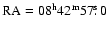 $\rm RA=08^{{\rm h}}42^{{\rm m}}57\hbox{$.\!\!^{\rm s}$ }0$