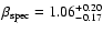 $\beta_{\rm spec} =1.06^{+0.20}_{-0.17}$