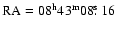 $\rm RA=08^{{\rm h}}43^{{\rm m}}08\hbox{$.\!\!^{\rm s}$ }16$