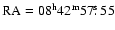 $\rm RA=08^{{\rm h}}42^{{\rm m}}57\hbox{$.\!\!^{\rm s}$ }55$