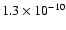 $1.3\times10^{-10}$