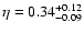 $\eta=0.34^{+0.12}_{-0.09}$