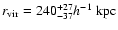 $r_{\rm vir}=240^{+27}_{-37}h^{-1}~{\rm kpc}$
