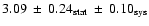 $3.09~\pm~0.24_{\rm stat}~\pm~0.10_{\rm sys}$