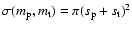 $\sigma(m_{\rm p}, m_{\rm t}) = \pi (s_{\rm p}+ s_{\rm t})^2$