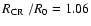 $\mbox{$R_{\rm CR}$ }/R_0=1.06$