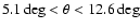 $5.1\deg < \theta < 12.6\deg$