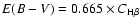 $E(B - V)=0.665\times C_{\rm H\beta}$