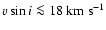 ${v \sin i}\la 18~\rm {km}~\rm {s}^{-1}$