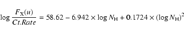 \begin{displaymath}\log \frac{F_{\rm X}(u)}{Ct.Rate}= 58.62 -6.942\times \log N_{\rm H}+ 0.1724\times (\log
N_{\rm H})^2
\end{displaymath}