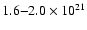 $1.6{-}2.0 \times 10^{21}$