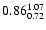 $ \rm\rm0.86_{ 0.72}^{ 1.07}$