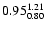 $ \rm0.95_{ 0.80}^{ 1.21}$