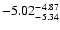 $ \rm -5.02_{ -5.34}^{ -4.87}$