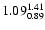 $ \rm 1.09_{ 0.89}^{ 1.41}$