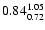 $ \rm0.84_{ 0.72}^{ 1.05}$